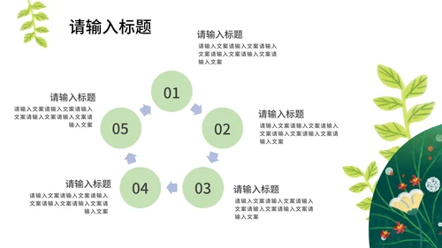 卡通绿色春天总结汇报PPT模板