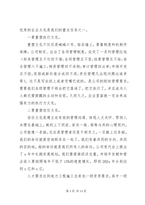 公司年终总结领导致辞稿.docx