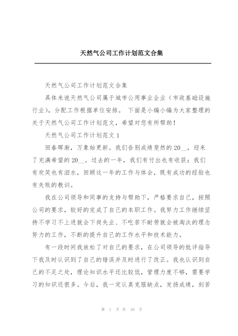 天然气公司工作计划范文合集.docx