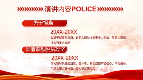红色大气公安民警述职报告动态PPT模板