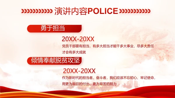红色大气公安民警述职报告动态PPT模板