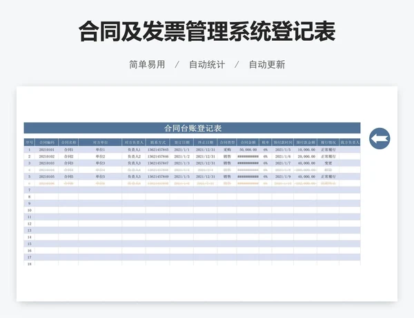 合同及发票管理系统登记表