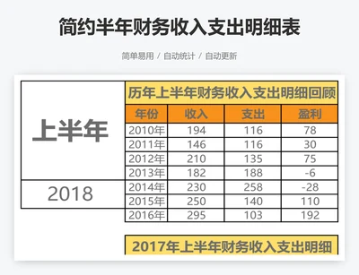 简约半年财务收入支出明细表