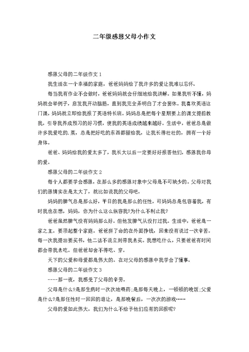 二年级感恩父母小作文