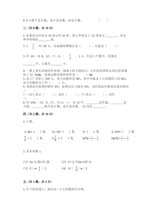 小学六年级数学期末自测题精品【易错题】.docx