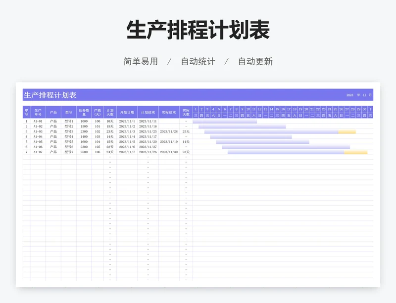生产排程计划表