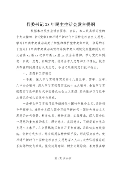 县委书记XX年民主生活会发言提纲.docx