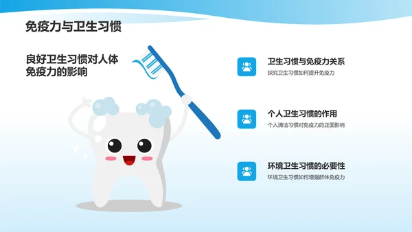 蓝色插画风培养卫生习惯PPT模板