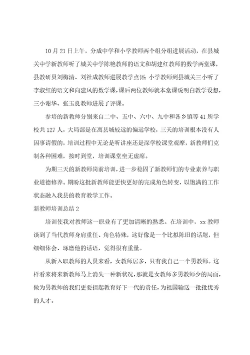 新教师培训总结21篇