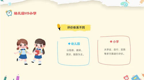 黄色温馨卡通儿童幼小衔接家长会小学生的一天主题班会