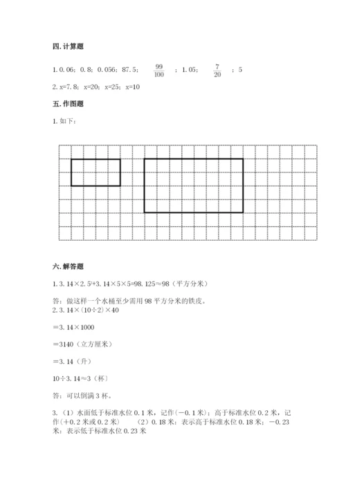 小学六年级下册数学期末卷附答案解析.docx