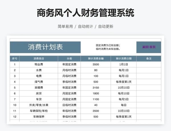 商务风个人财务管理系统