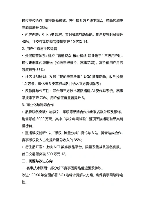电子竞技运营年终工作总结