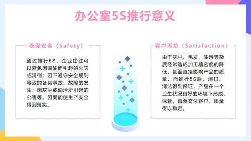 蓝色简约2.5D办公室5S管理培训带内容PPT模板