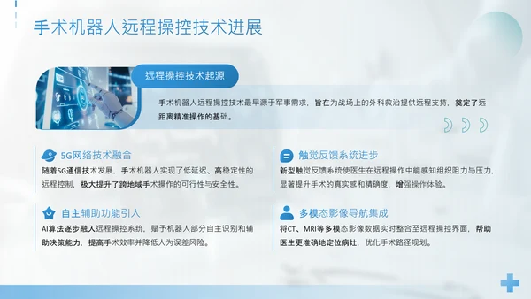 蓝色简约风手术机器人与AI导航精准外科新时代PPT