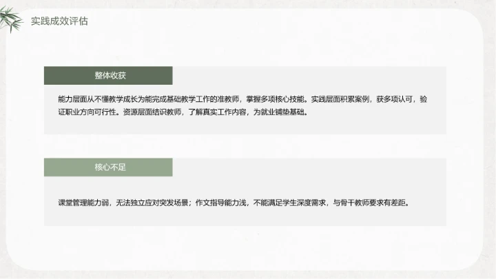 绿竹风汉语言文学专业大学生职业生涯规划发展展示PPT模版