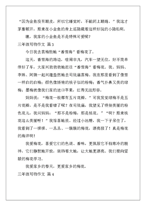 2022年实用的三年级写物作文汇编5篇