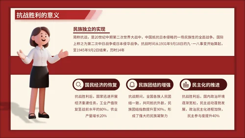 红色3D立体风七七事变的爱国主义时代解读PPT模版
