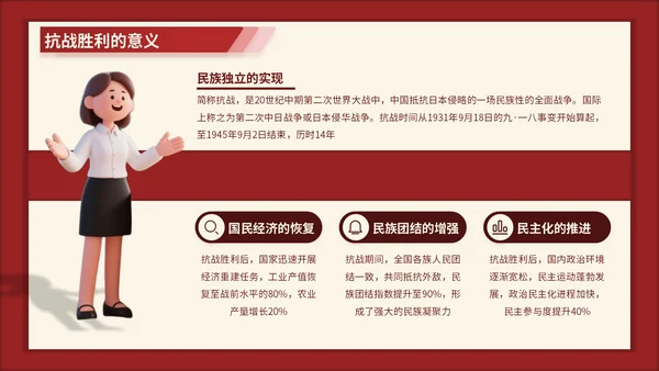 红色3D立体风七七事变的爱国主义时代解读PPT模版