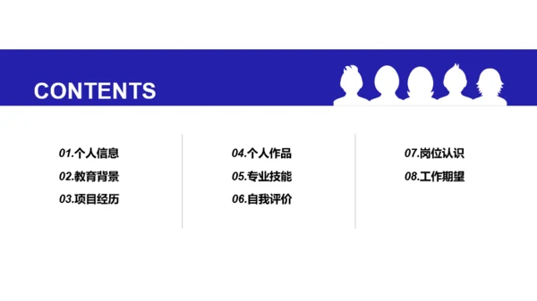 蓝色商务个人简历岗位竞聘报告PPT案例