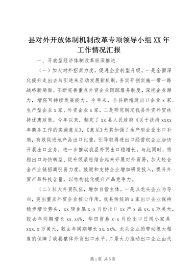 县对外开放体制机制改革专项领导小组XX年工作情况汇报.docx