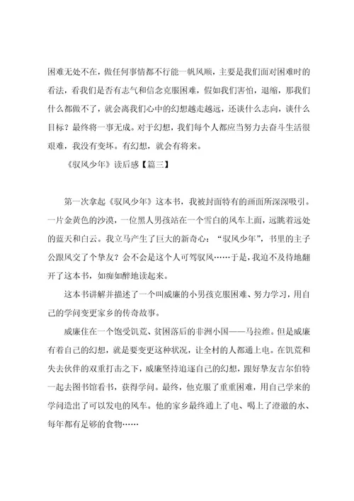 驭风少年）有感读后感