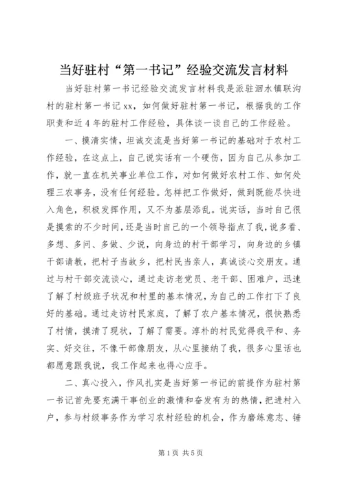 当好驻村“第一书记”经验交流发言材料.docx