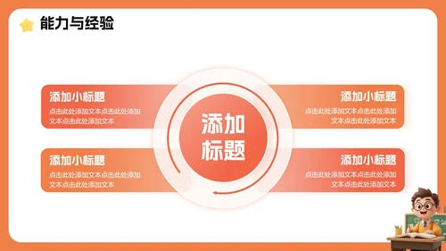 橙色3D卡通风班级班委班干部竞选PPT模板