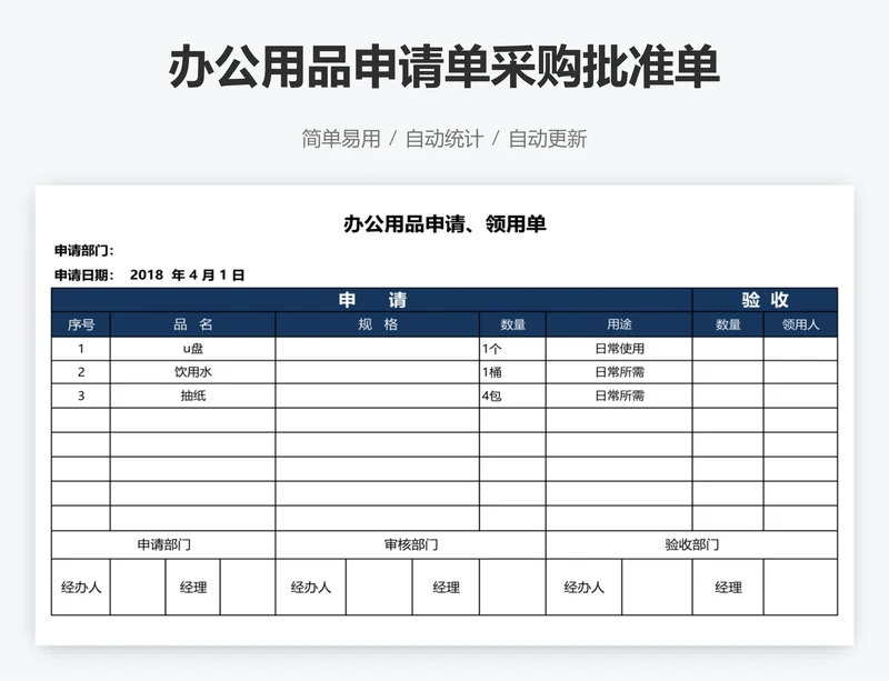 办公用品申请单采购批准单