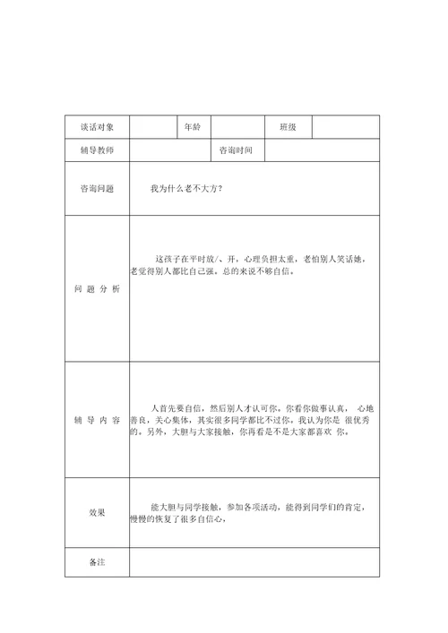 心理健康教育谈话记录