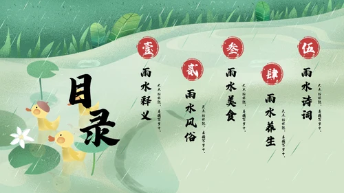 二十四节气之雨水节气课件通用PPT模板