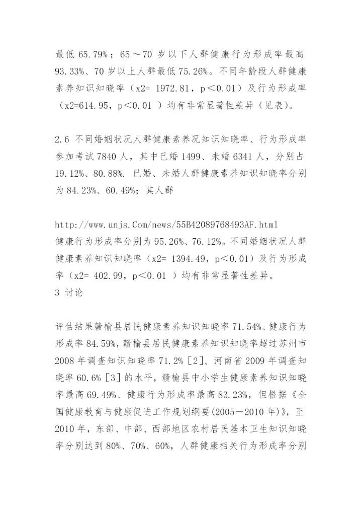 赣榆县居民健康素养网络学习评估结果论文.docx