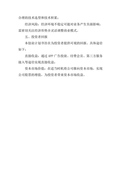 APP创业计划书