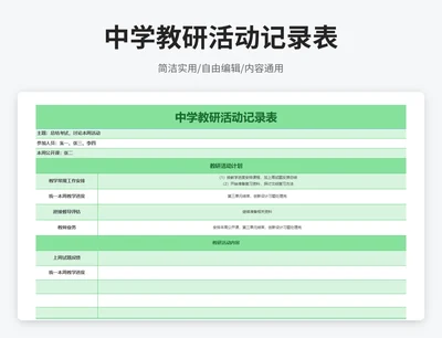 小清新风中学教研活动记录表