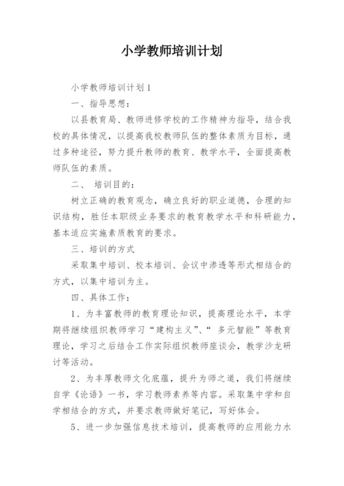 小学教师培训计划.docx