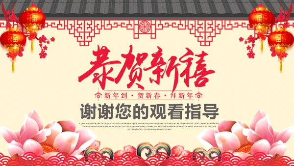 恭贺新禧过年新春拜年活动喜庆春节红灯笼通用PPT