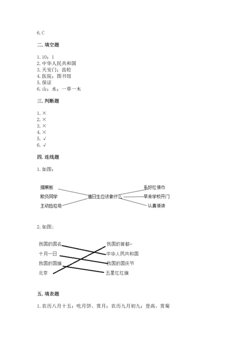 新部编版二年级上册道德与法治期末测试卷及参考答案（预热题）.docx