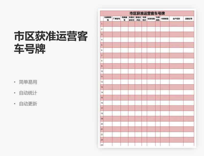 市区获准运营客车号牌