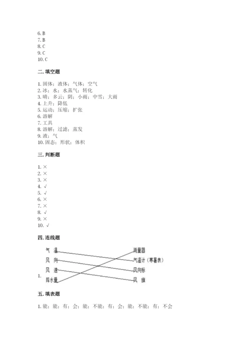 教科版三年级上册科学《期末测试卷》（达标题）.docx