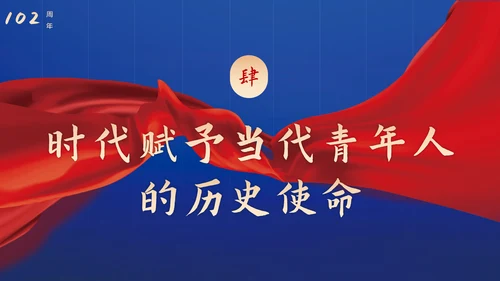 青春正能量弘扬五四精神PPT模板