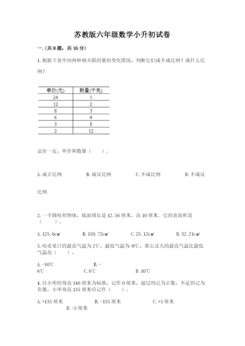 苏教版六年级数学小升初试卷附答案【轻巧夺冠】.docx