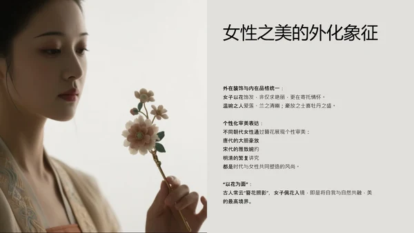 中式简约风中国传统文化簪花PPT模板