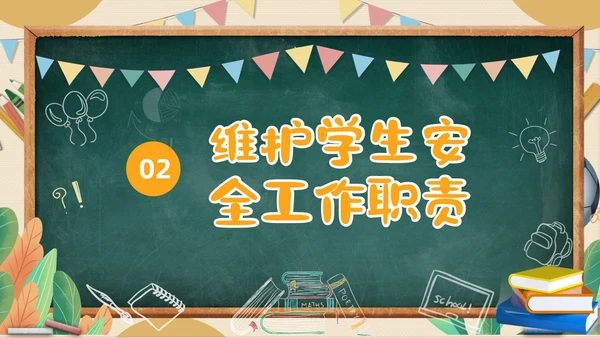 黄色黑板粉笔学校教师安全ppt课件开学