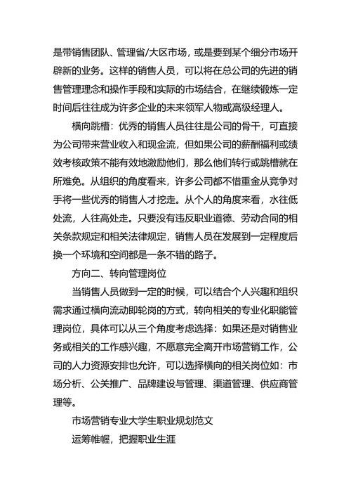 营销职业生涯规划范文