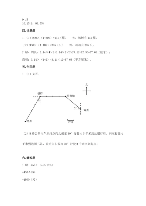 2022六年级上册数学期末考试试卷全面.docx