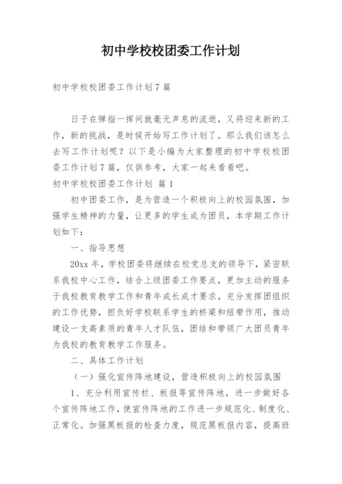 初中学校校团委工作计划.docx