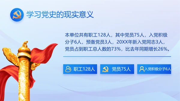 蓝色党建党支部述职报告动态PPT党课