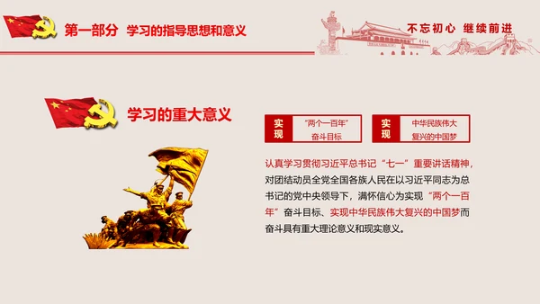 不忘初心继续前进七一重要讲话PPT