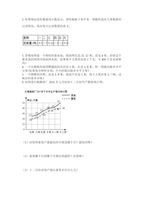 实用小学数学青岛版六年级下册期末测试卷含答案【b卷】.docx