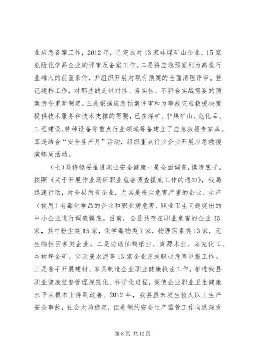 县安监局工作报告材料.docx